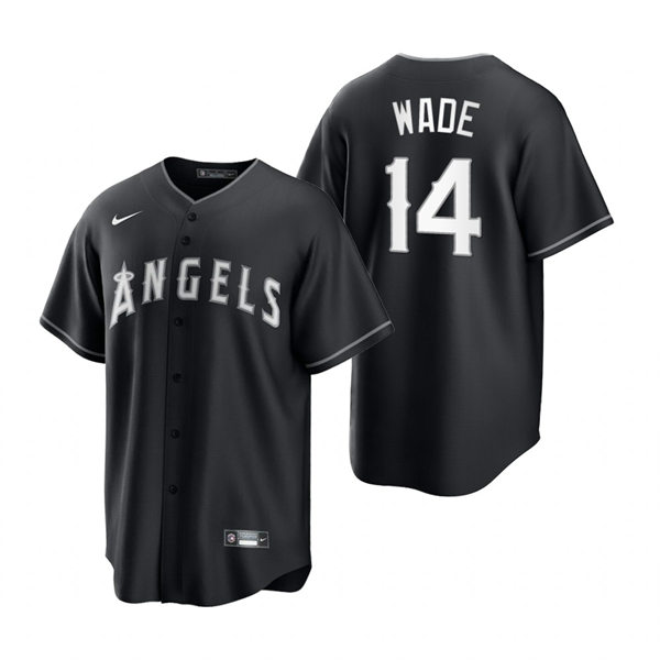 Mens Los Angeles Angels #14 Tyler Wade Nike 2021 Black White Fashion Jersey