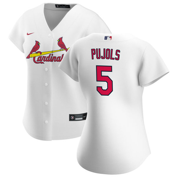 Womens St. Louis Cardinals #5 Albert Pujols Nike White Home CoolBase Jersey