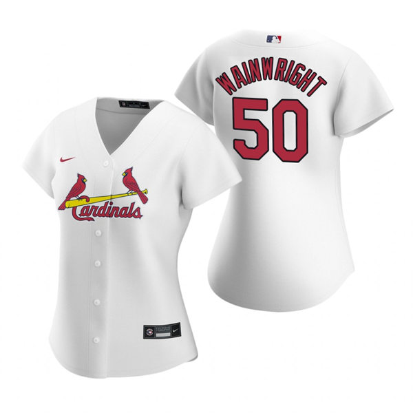 Womens St. Louis Cardinals #50 Adam Wainwright Nike White Home CoolBase Jersey