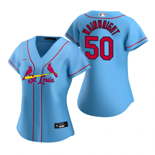 Womens St. Louis Cardinals #50 Adam Wainwright Nike Light Blue Alternate CoolBase Jersey