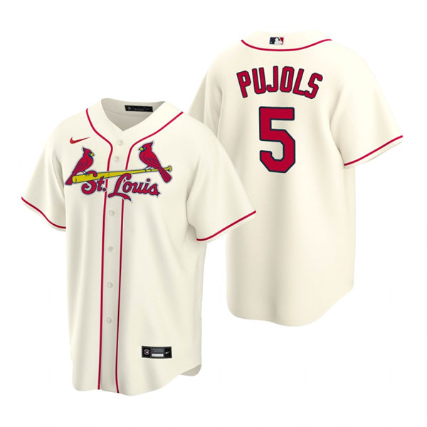 Youth St. Louis Cardinals #5 Albert Pujols Nike Cream Alternate CoolBase Jersey