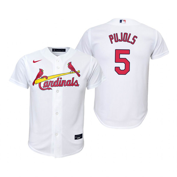 Youth St. Louis Cardinals #5 Albert Pujols Nike White Home CoolBase Jersey