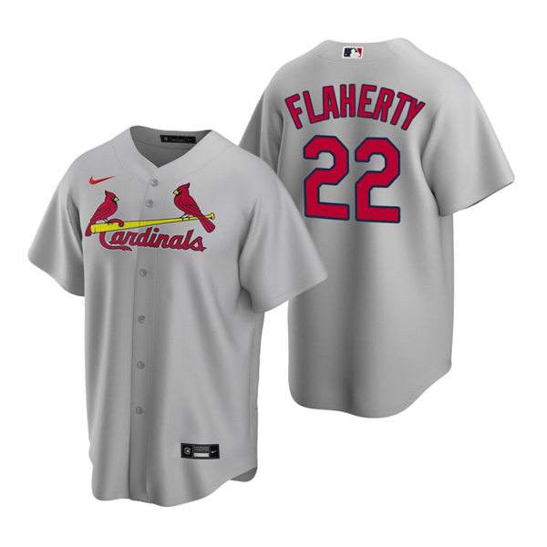 Mens St. Louis Cardinals #22 Jack Flaherty Nike Grey Road CoolBase Jersey