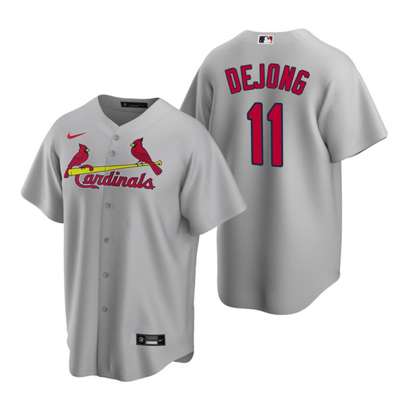 Mens St. Louis Cardinals #11 Paul DeJong Nike Grey Road CoolBase Jersey