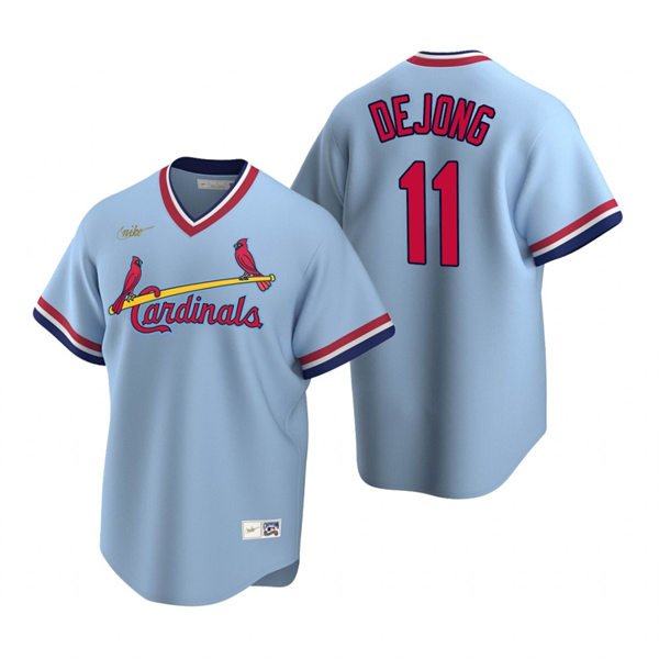 Mens St. Louis Cardinals #11 Paul DeJong Nike Light Blue Pullover Cooperstown Collection Jersey