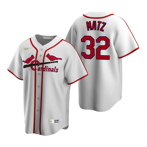 Men's St. Louis Cardinals #32 Steven Matz Nike White Cooperstown Collection Jersey