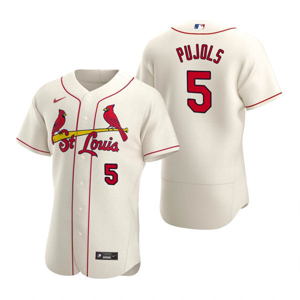 Mens St. Louis Cardinals #5 Albert Pujols Nike Cream Alternate Flex Base Player Jersey