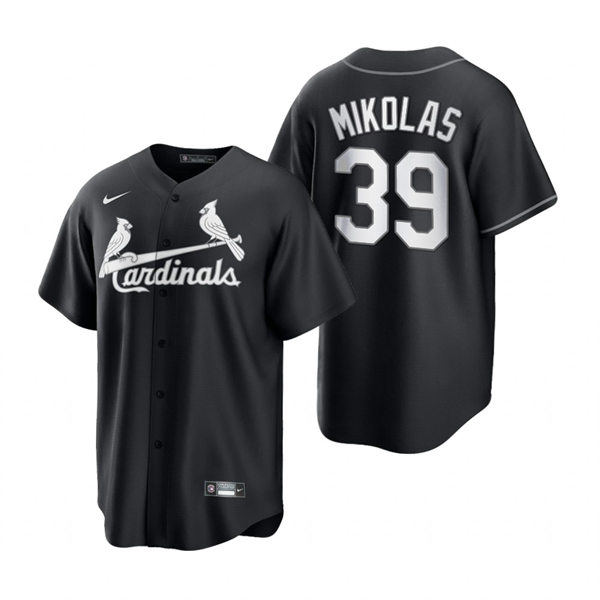 Men's St. Louis Cardinals #39 Miles Mikolas Nike 2021 Black White Fashion Jersey