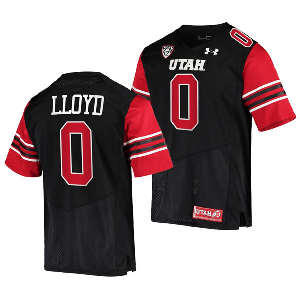 Mens Utah Utes #0 Devin Lloyd Black stripe Sleeves Football Game Jersey