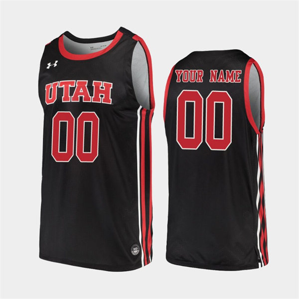 Mens Youth Utah Utes Custom 2021-22 Black Under Armour College Basketball Game Jersey