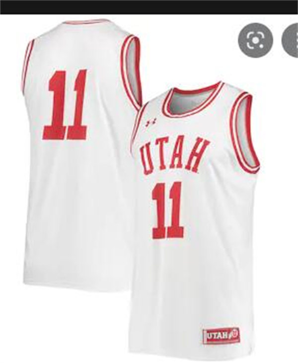 Mens Youth Utah Utes Custom White Red Neck Under Armour College Basketball Game Jersey