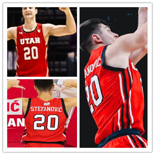 Mens Youth Utah Utes #20 Lazar Stefanovic Red Under Armour College Basketball Game Jersey