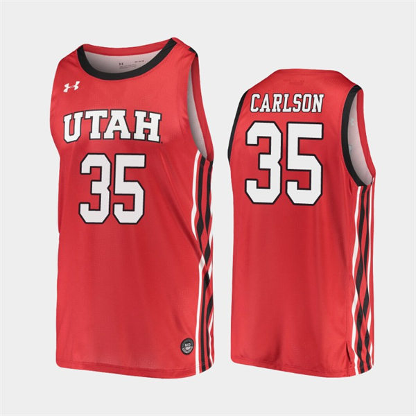 Mens Youth Utah Utes #35 Branden Carlson Red Under Armour College Basketball Game Jersey