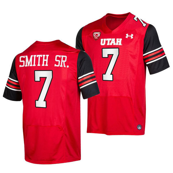 Mens Utah Utes #7 Steve Smith Sr. Red stripe Sleeves Football Game Jersey