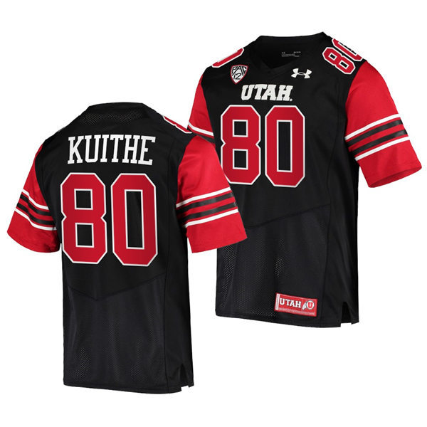 Mens Utah Utes #80 Brant Kuithe Black stripe Sleeves Football Game Jersey