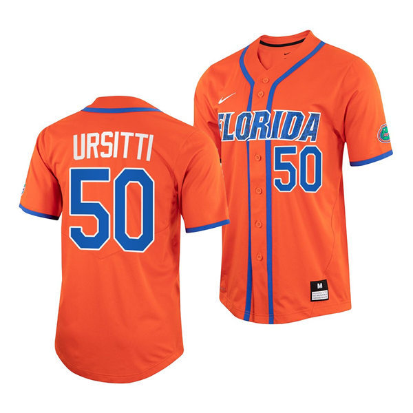Mens Youth Florida Gators #50 Anthony Ursitti Nike 2022 Orange With Name Florida College Baseball Jersey