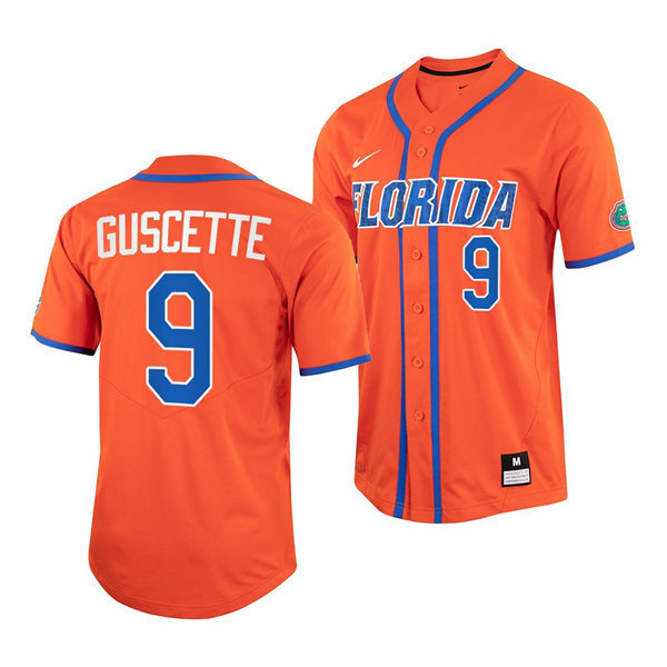 Mens Youth Florida Gators #9 Mac Guscette Nike 2022 Orange With Name Florida College Baseball Jersey