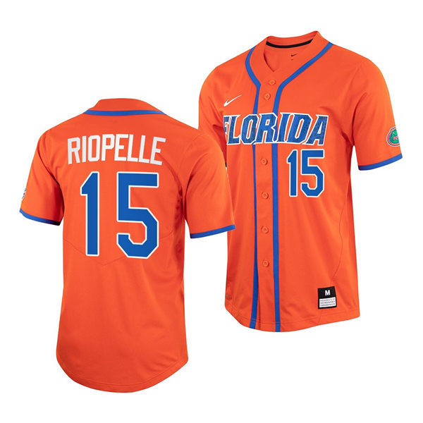 Mens Youth Florida Gators #15 BT Riopelle Nike 2022 Orange With Name Florida College Baseball Jersey