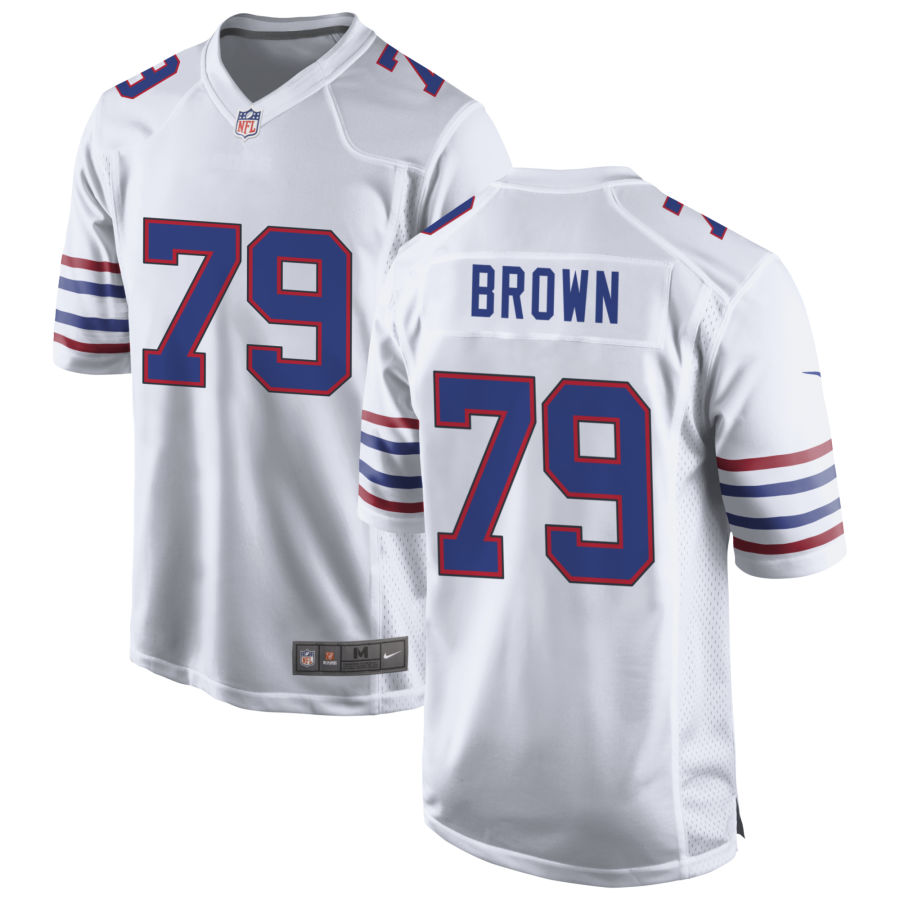 Mens Buffalo Bills #79 Spencer Brown Nike White Alternate Retro Vapor Limited Jersey