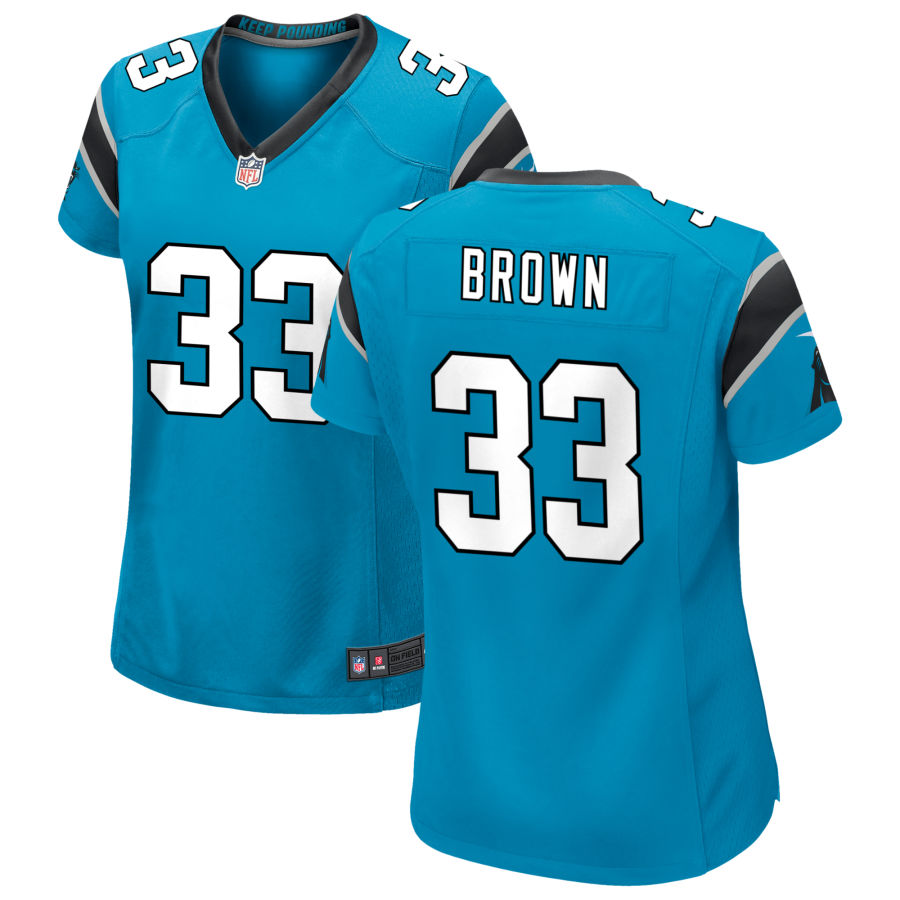Womens Carolina Panthers #33 Spencer Brown Nike Blue Limited Jersey