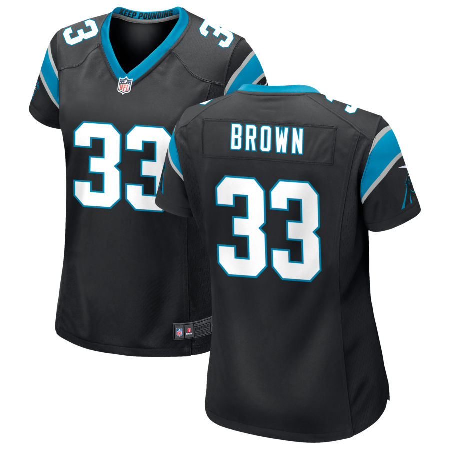 Womens Carolina Panthers #33 Spencer Brown Nike Black Limited Jersey