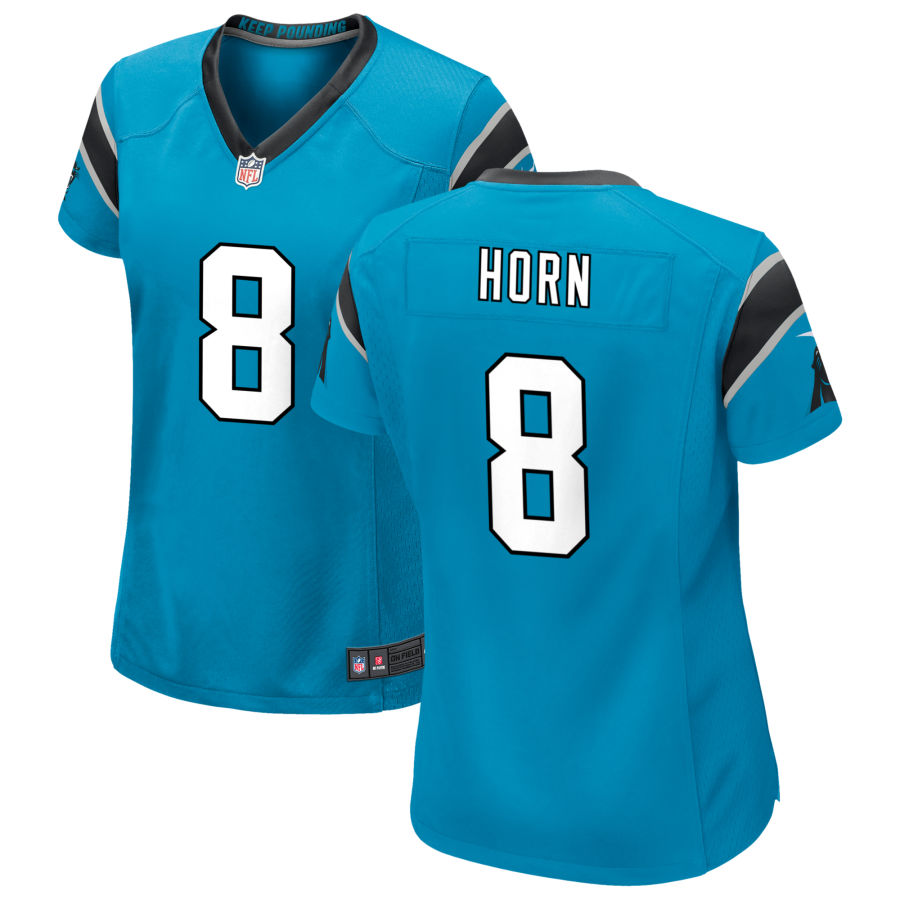 Womens Carolina Panthers #8 Jaycee Horn Nike Blue Limited Jersey