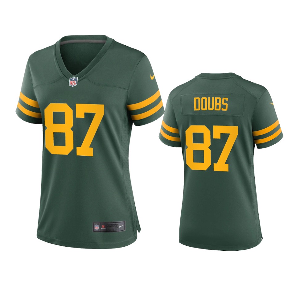 Womens Green Bay Packers #87 Romeo Doubs Green Alternate Retro Limited Jersey