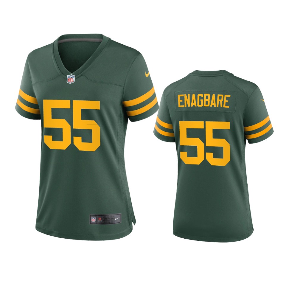 Womens Green Bay Packers #55 Kingsley Enagbare Green Alternate Retro Limited Jersey