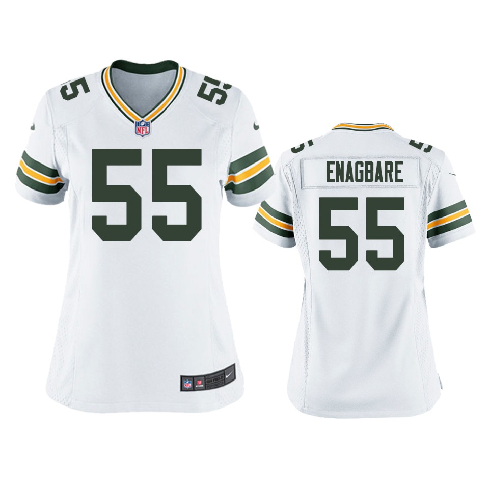 Womens Green Bay Packers #55 Kingsley Enagbare White Vapor Limited Jersey