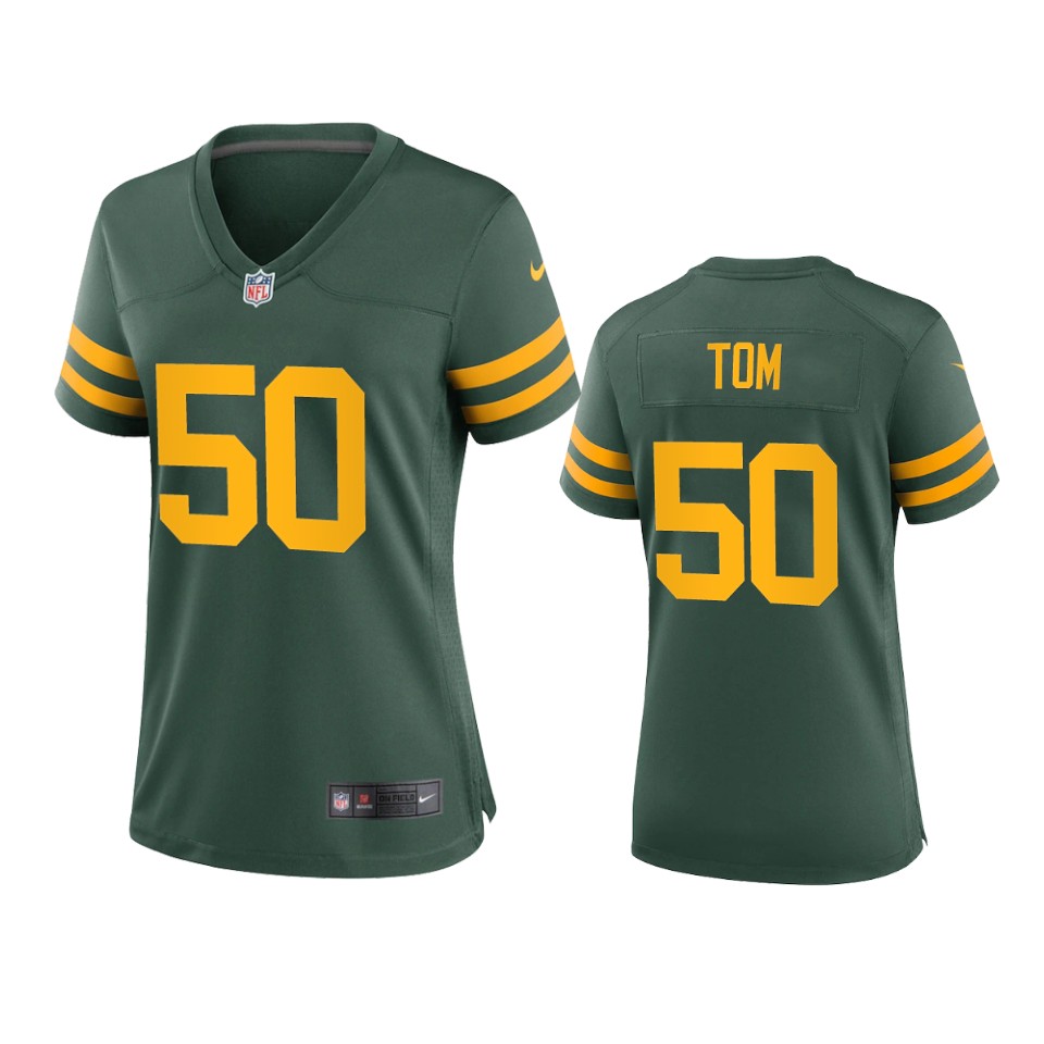 Womens Green Bay Packers #50 Zach Tom Green Alternate Retro Limited Jersey