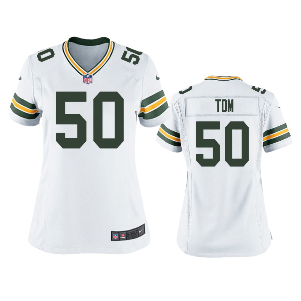 Womens Green Bay Packers #50 Zach Tom White Vapor Limited Jersey