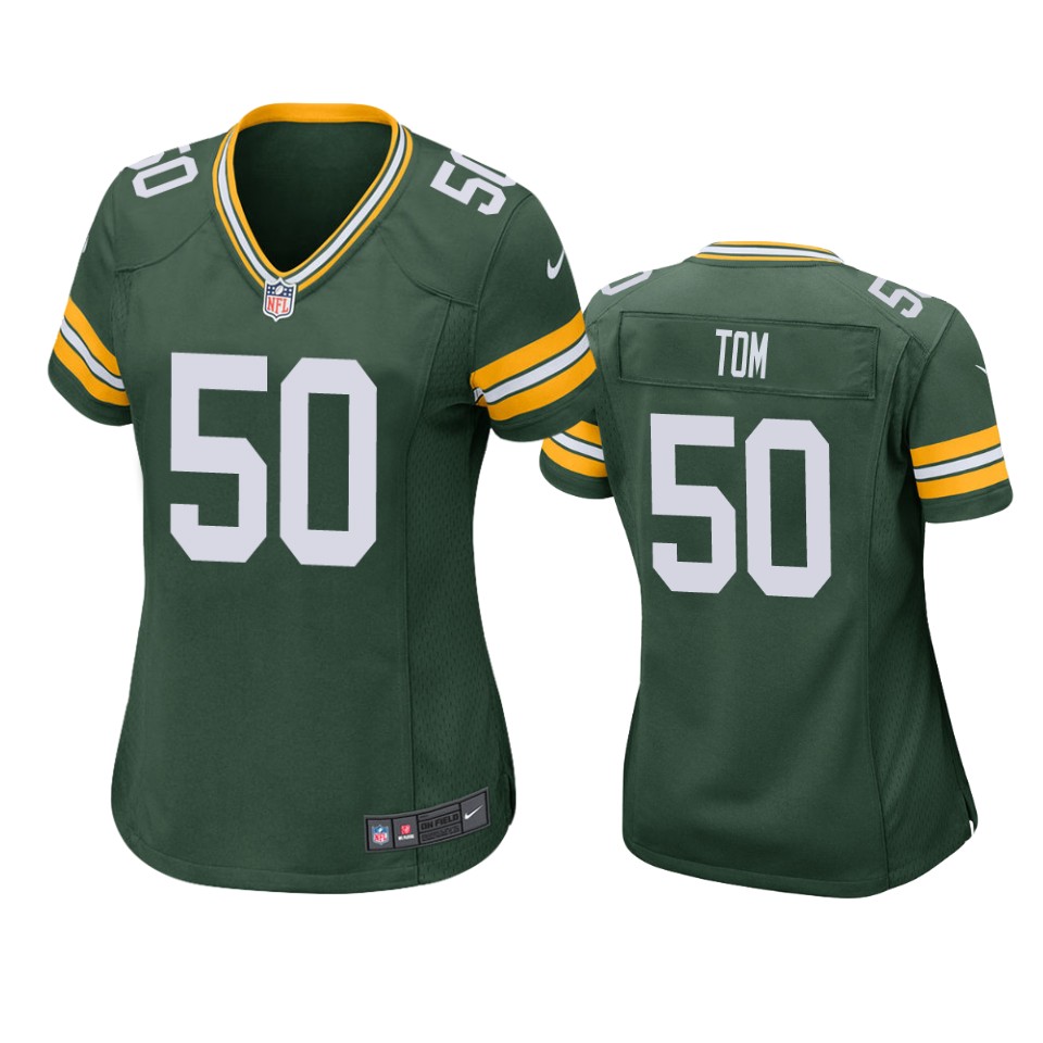 Womens Green Bay Packers #50 Zach Tom Green Vapor Limited Jersey