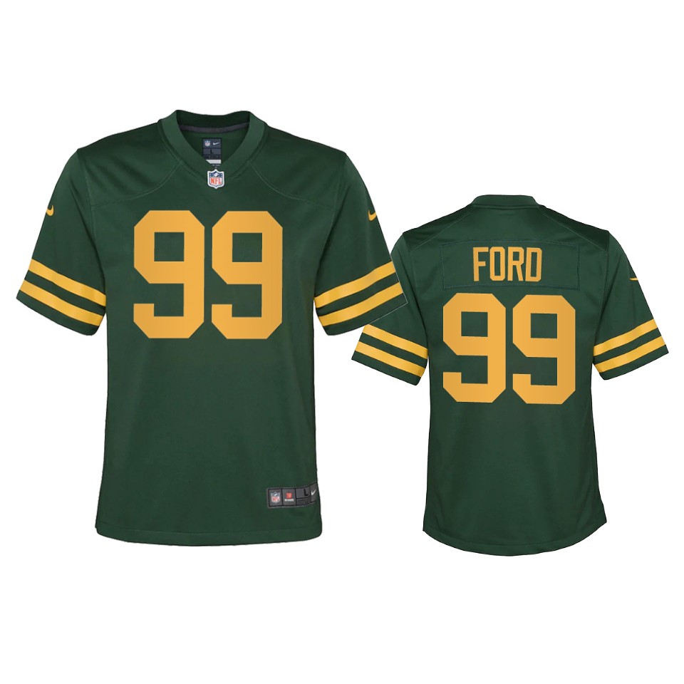 Youth Green Bay Packers #99 Jonathan Ford Green Alternate Retro Limited Jersey