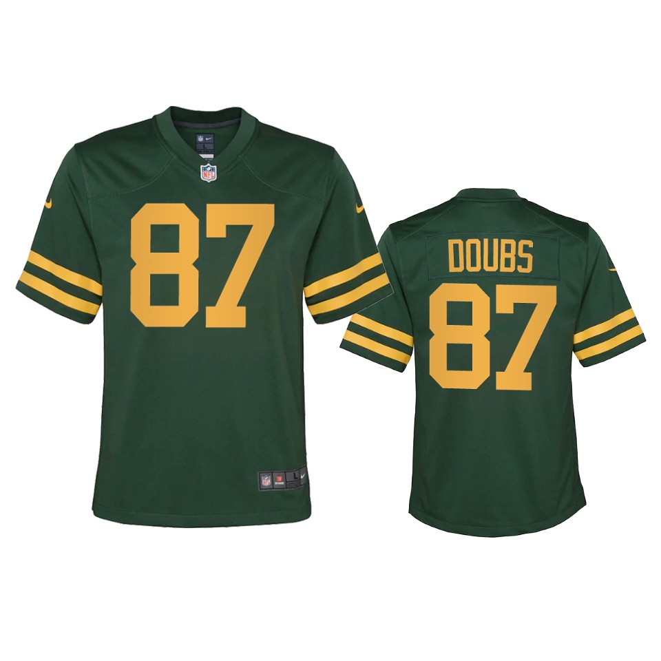 Youth Green Bay Packers #87 Romeo Doubs Green Alternate Retro Limited Jersey