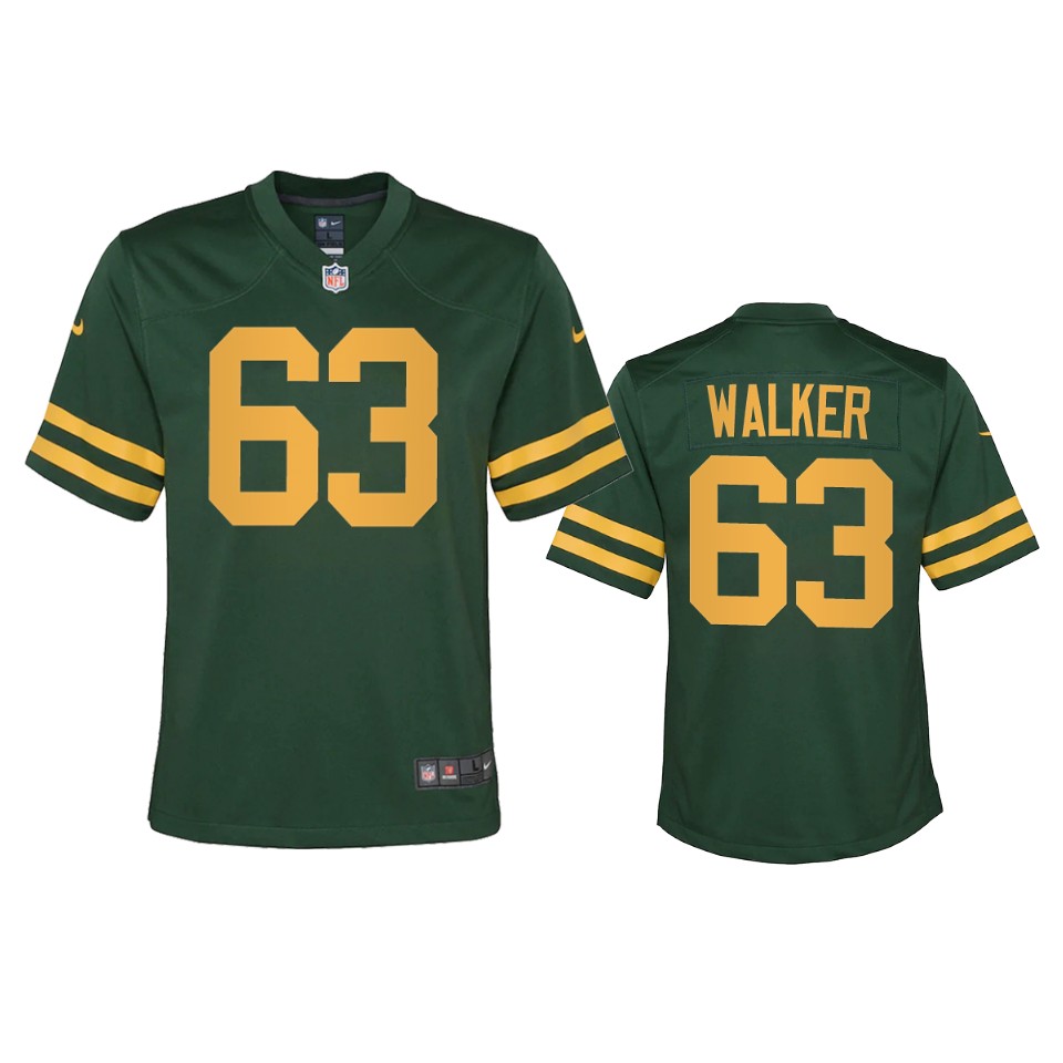 Youth Green Bay Packers #63 Rasheed Walker Green Alternate Retro Limited Jersey