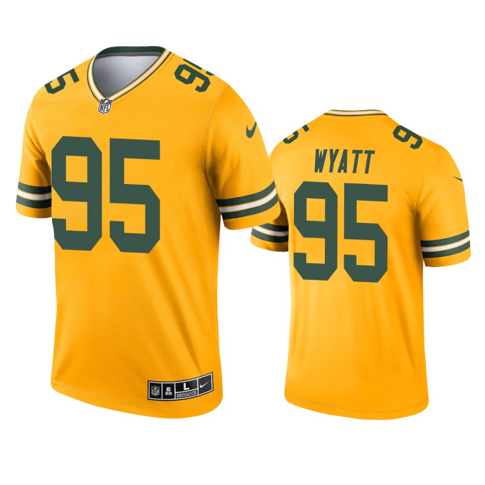 Mens Green Bay Packers #95 Devonte Wyatt  Gold Inverted Limited Jersey