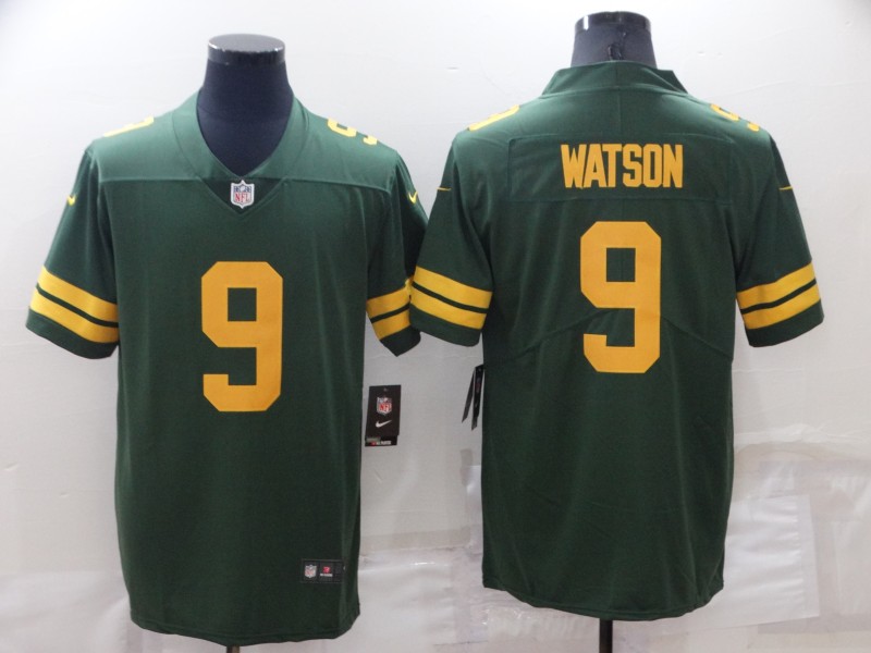Mens Green Bay Packers #9 Christian Watson 2021 Green Alternate Retro Throwback Jersey