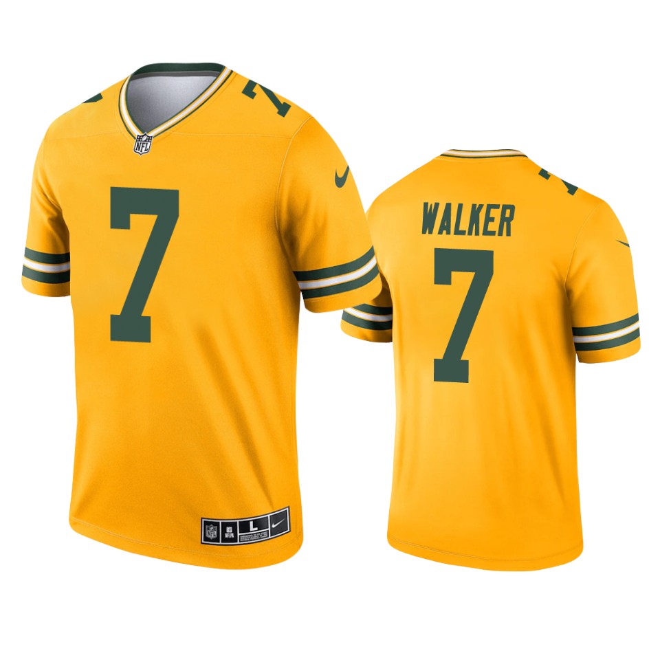 Mens Green Bay Packers #7 Quay Walker Gold Inverted Limited Jersey