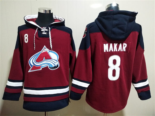 Mens Colorado Avalanche #8 Cale Makar Burgundy Home Primegreen Player Hoodie