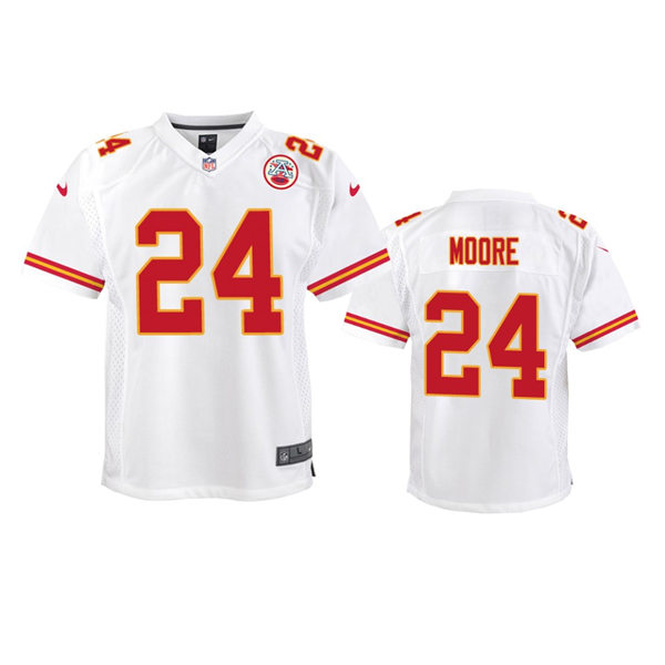 Youth Kansas City Chiefs #24 Skyy Moore White Stitched Limited Jersey