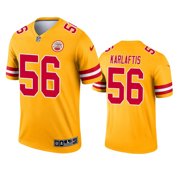Men's Kansas City Chiefs #56 George Karlaftis Stitched Gold Inverted Legend Jersey