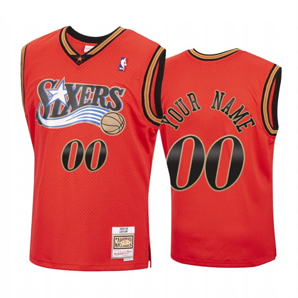 Men's Youth Philadelphia 76ers Custom Mitchell & Ness Red Hardwood Classics Reload Jersey