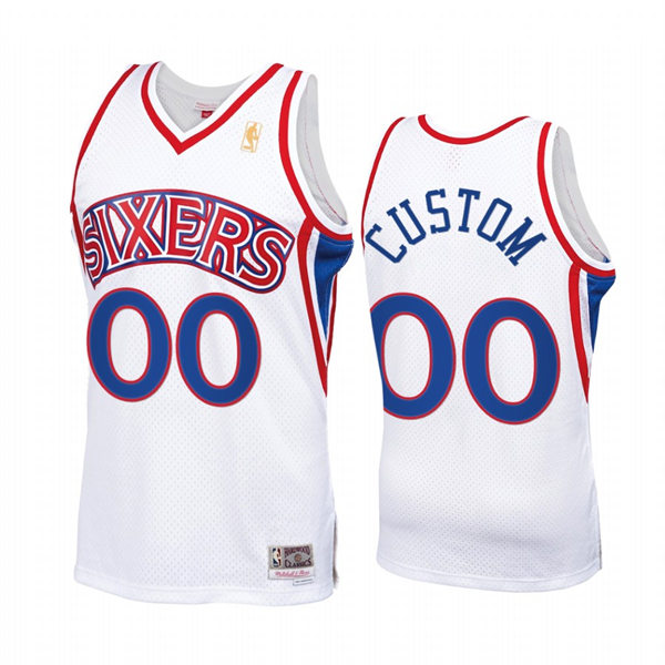 Men's Youth Philadelphia 76ers Custom Mitchell & Ness White 90s Hardwood Classic Jersey 