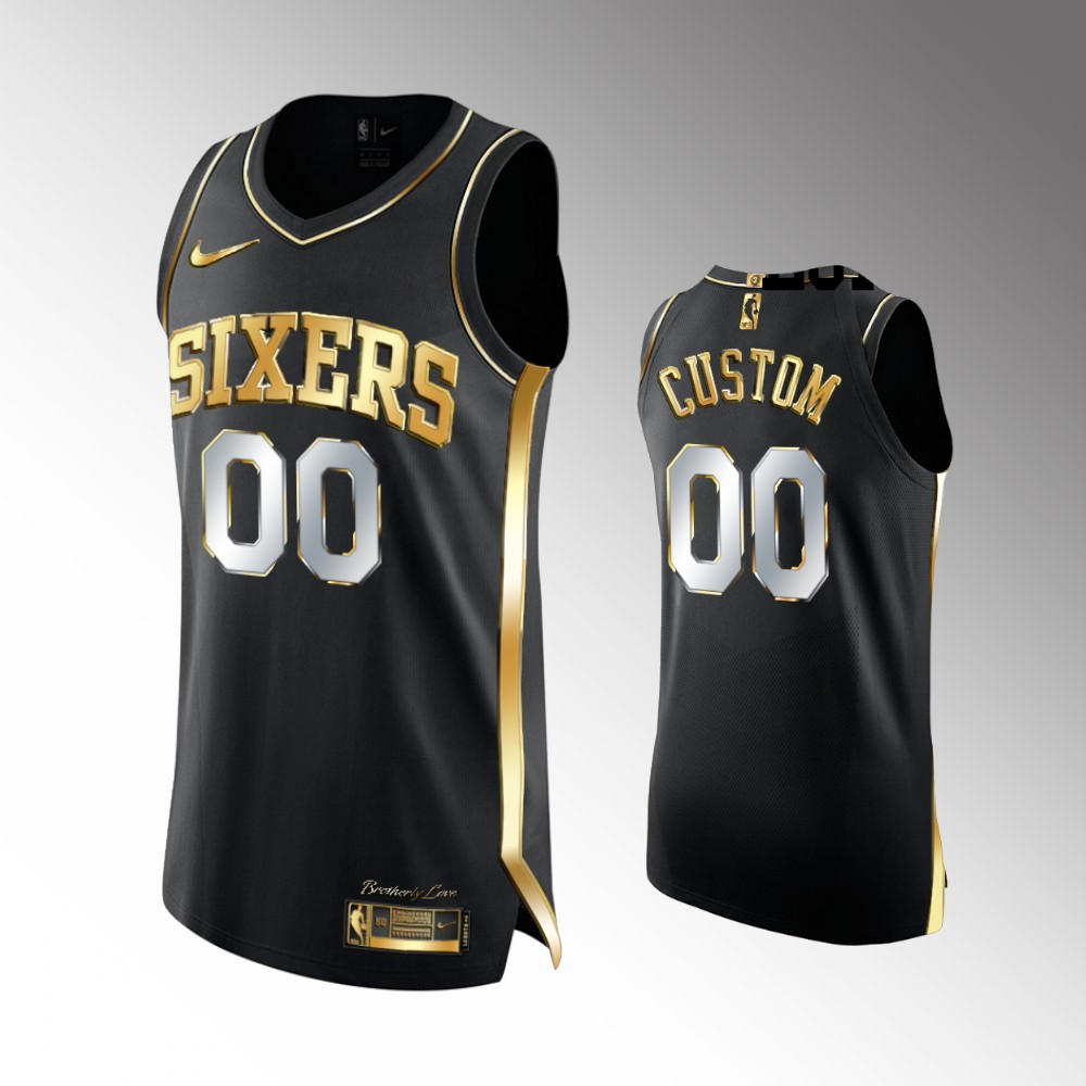 Men's Youth Philadelphia 76ers Custom Nike 2021 Black Golden Edition Jersey Jersey