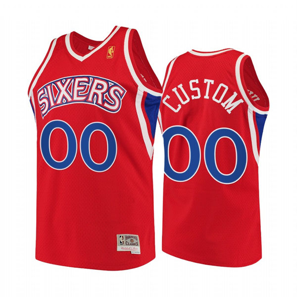 Men's Youth Philadelphia 76ers Custom Mitchell & Ness Red 90s Retro Hardwood Classic Jersey