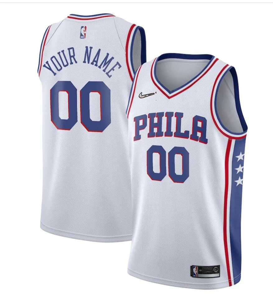 Philadelphia 76ers Custom Nike White Association Edition Swingman Jersey