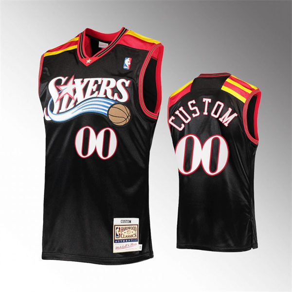 Men's Youth Philadelphia 76ers Custom 2006 Black Mitchell & Ness Hardwood Classics Throwback Jersey