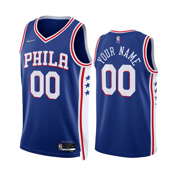 Men's Youth Philadelphia 76ers Custom 2021-22 NBA75th Diamond Nike Royal Icon Edition Jersey
