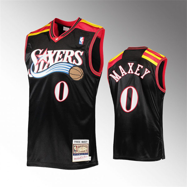 Men Philadelphia 76ers #0 Tyrese Maxey Black Mitchell & Ness Retro 2006 Hardwood Classics Jersey