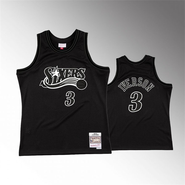 Men's Philadelphia 76ers #3 Allen Iverson 2000-01 Black Mitchell & Ness Hardwood Classics Jersey